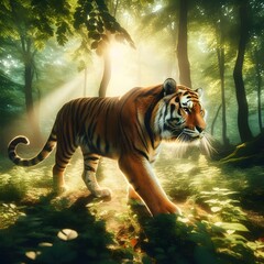 A tiger in a forest
