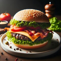 Fresh tasty burger ai generated