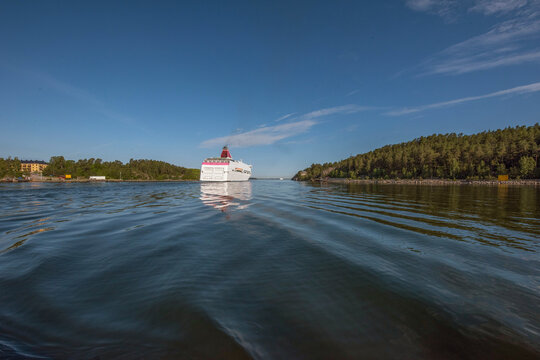 Ferry at the passage near old fortress Oscar Fredriksborg