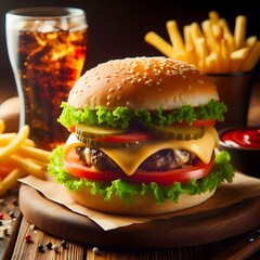 Fresh tasty burger ai generated