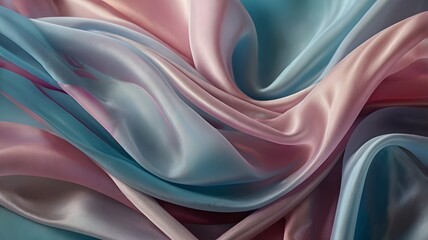 Obraz premium Colorful Flowing Satin Fabric in Soft Pastel Shades