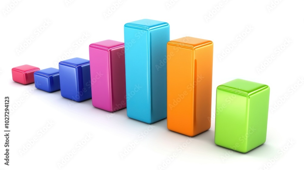 Poster Colorful 3D Bar Chart with Ascending and Descending Values