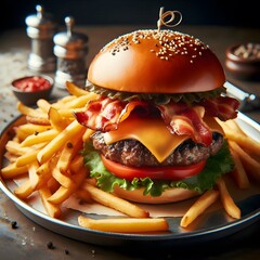 Fresh tasty burger ai generated