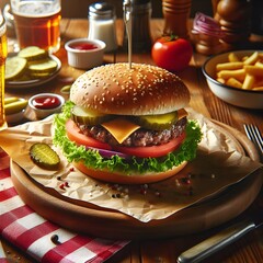 Fresh tasty burger ai generated