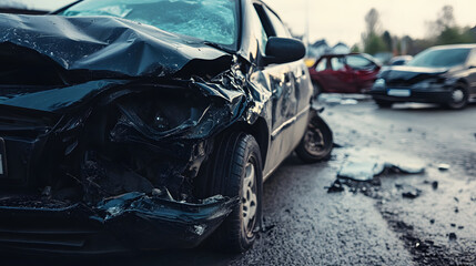 Photo of a car accident, vehicel collision or crash, concept for insurance and safety