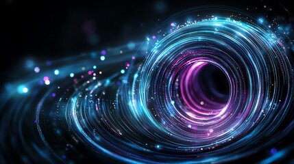 Obraz premium Abstract digital art showcasing a mesmerizing vortex of swirling lights and colors, capturing the essence of cosmic energy and motion.