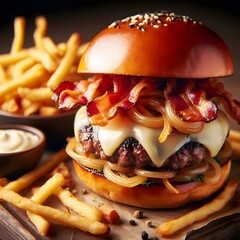 Fresh tasty burger ai generated