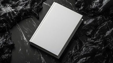 Magazine or book cover mockup design. blank book mockup on black marble stone table