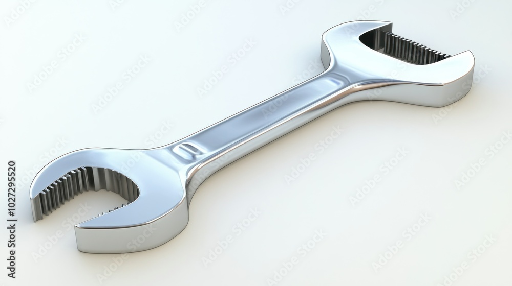 Poster Chrome Wrench with Adjustable Jaws on White Background