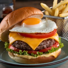 Fresh tasty burger ai generated