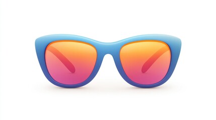 Blue Sunglasses with Gradient Pink and Orange Lenses