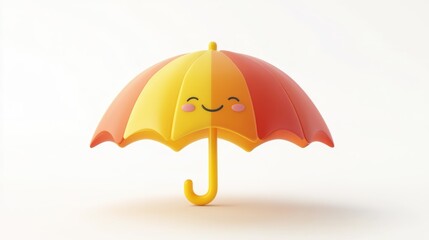 Smiling Yellow and Orange Umbrella with a 3D Cartoon Design