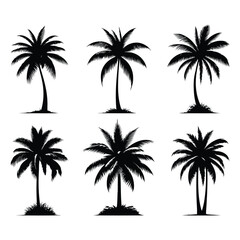 Silhouette set of palm trees. Generated With Ai