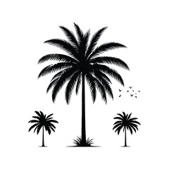 Silhouette set of palm trees. Generated With Ai