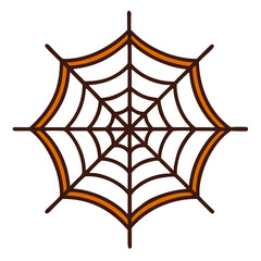 Naklejka premium Spider web icon in brown and orange tones with transparent background