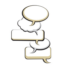 Isolated Vertical Flow of Many Empty Round Speech Bubbles of Various Geometric Shapes - Creative Graphic Design Template on White Background, Perfect for Communication and Social Media Themes