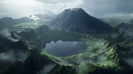 Majestic Mountain Landscape with Serene Lake