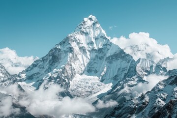 Obraz premium Snow-capped mountain peaks under clear blue sky