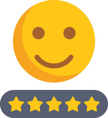 Happy smiley face is getting a five star feedback rating