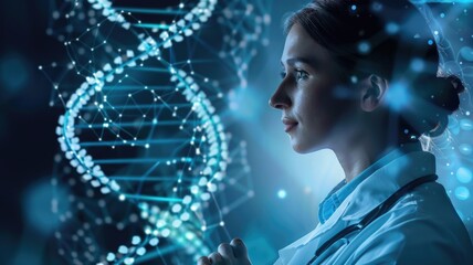 Scientists analyzing dna structure with innovative technology,National DNA Day