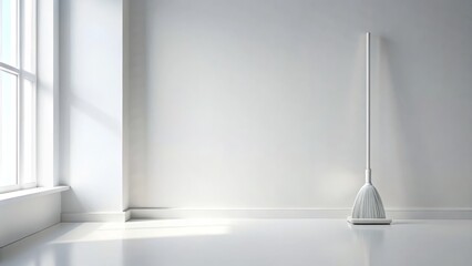 A sleek white broom enhances a minimalist home, promoting cleanliness and organization in every corner. Its modern design complements your space effortlessly while maintaining order.