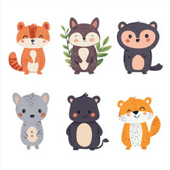 6 cute raccoons, 6 designs