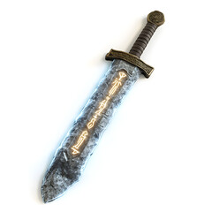 Mystical Ceremonial Sword with Intricate Metal Hilt and Blade