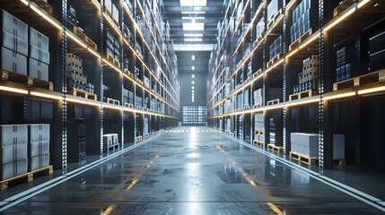 Futuristic Automated Warehouse Optimizing Supply Chain and Inventory Management with Robotic Technology