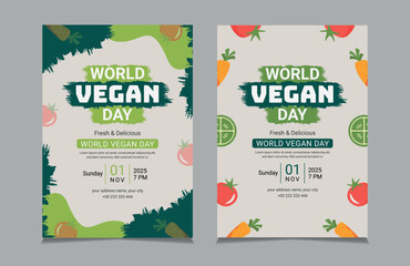 world vegan day flyer templates, vector illustration eps 10
