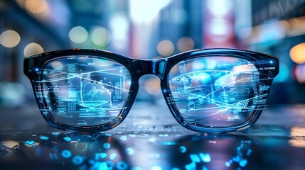 Augmented Reality Glasses Projecting Digital Overlays onto the Real World Environment