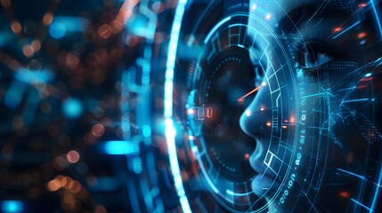 Obraz premium Digital Mirror Reflecting Evolving Personal Identity Through Technological