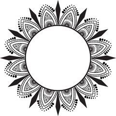 Simple, abstract and circle floral mandala art design, Alpona design, floral art design with black color on a white background for coloring book, relaxing cover, door alpona and various purposes.