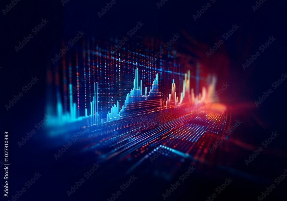 Poster abstract digital background with a glowing line graph.