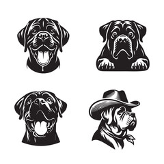 Obraz premium Collection of Mastiff Dog vector illustration - Mastiff Dog Different Activities Clipart Design