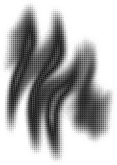 A sinuous, dotted, sweeping zigzag. Melted outline, shadow. For trademark, brand, logo. Vector.