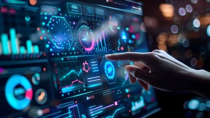 Futuristic Digital Data Visualization Dashboard for Emotive Customer Experience Insights