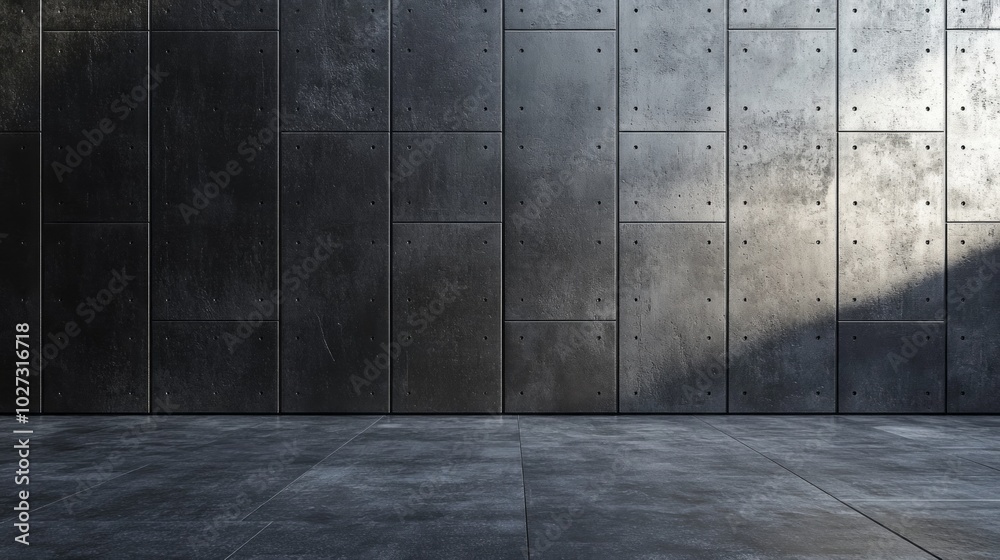Poster A large wall made of concrete blocks with a large empty space in the middle