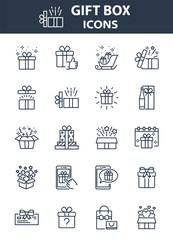 set of gift box icons, christmas gift, surprise, gift, birthday gift