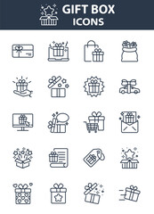set of gift box icons, christmas gift, surprise, gift, birthday gift
