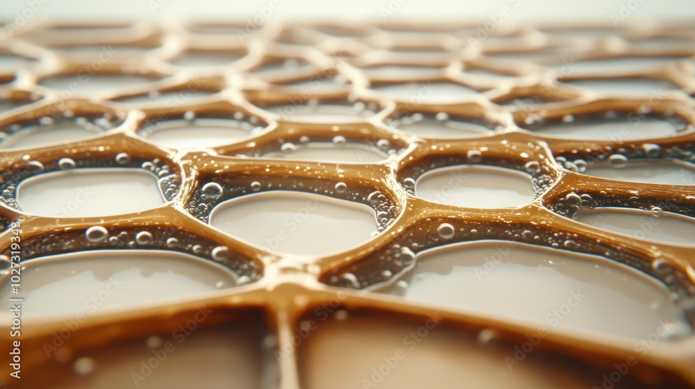 Poster Abstract Honeycomb Pattern with Bubbles.