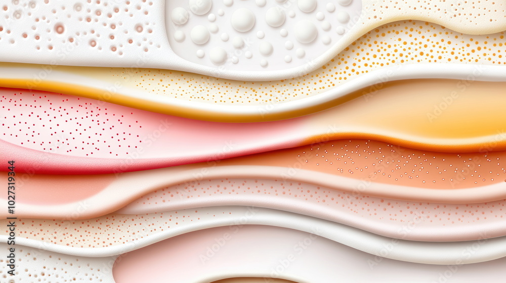 Aufkleber Abstract Wavy Pattern with Dots and Circles.