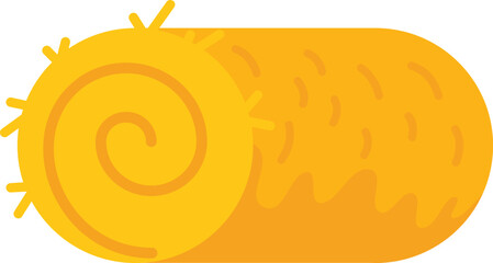 Round hay bale lying in the farmland is a minimalist vector illustration on a farming theme