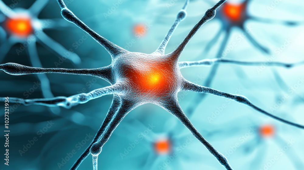Poster neuron cell network close-up.