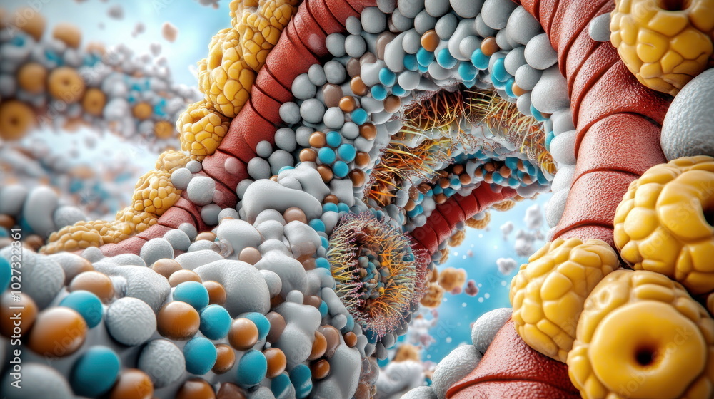 Aufkleber abstract cellular structure, 3d render.