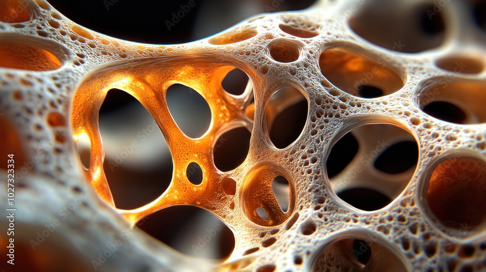 Aufkleber abstract cellular structure with golden highlights.