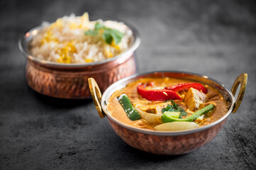 Indian food Thali combinations Indian-style meal with chicken