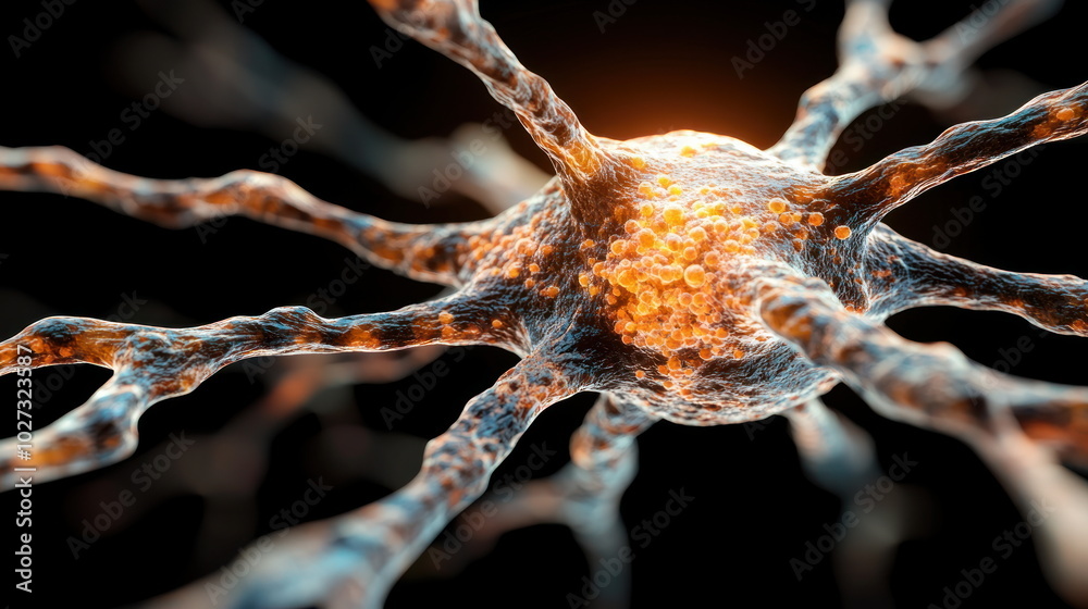 Aufkleber Neuron Cell 3D Rendering.