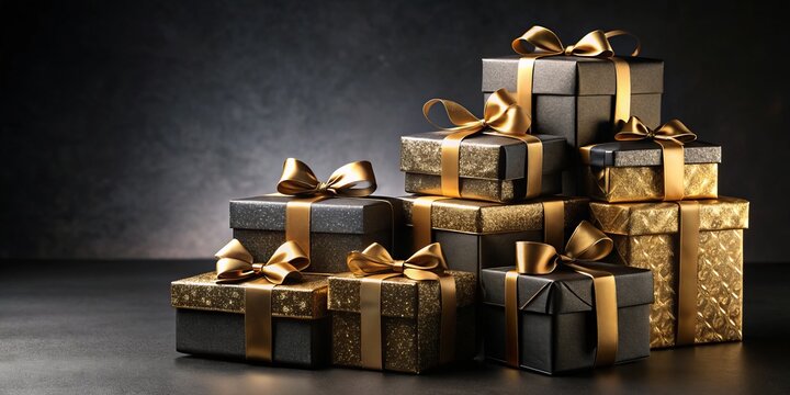 Elegant black and gold gift boxes enhance festive celebrations, making them ideal for holiday promotions and special occasions, elevating every gifting experience to a new level.
