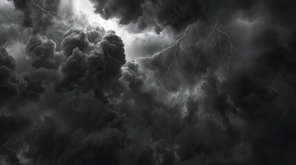 black stormy clouds with lightning