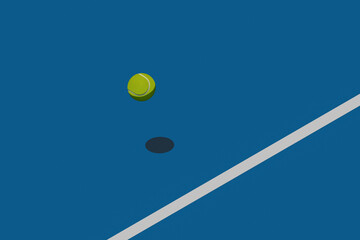 tennis ball on blue background